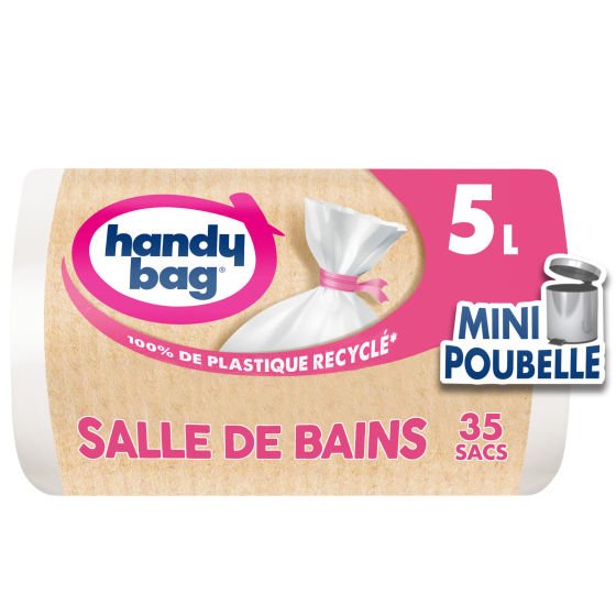 Sacs poubelle salle de bains lien 5L x35, 100% plastique recyclé