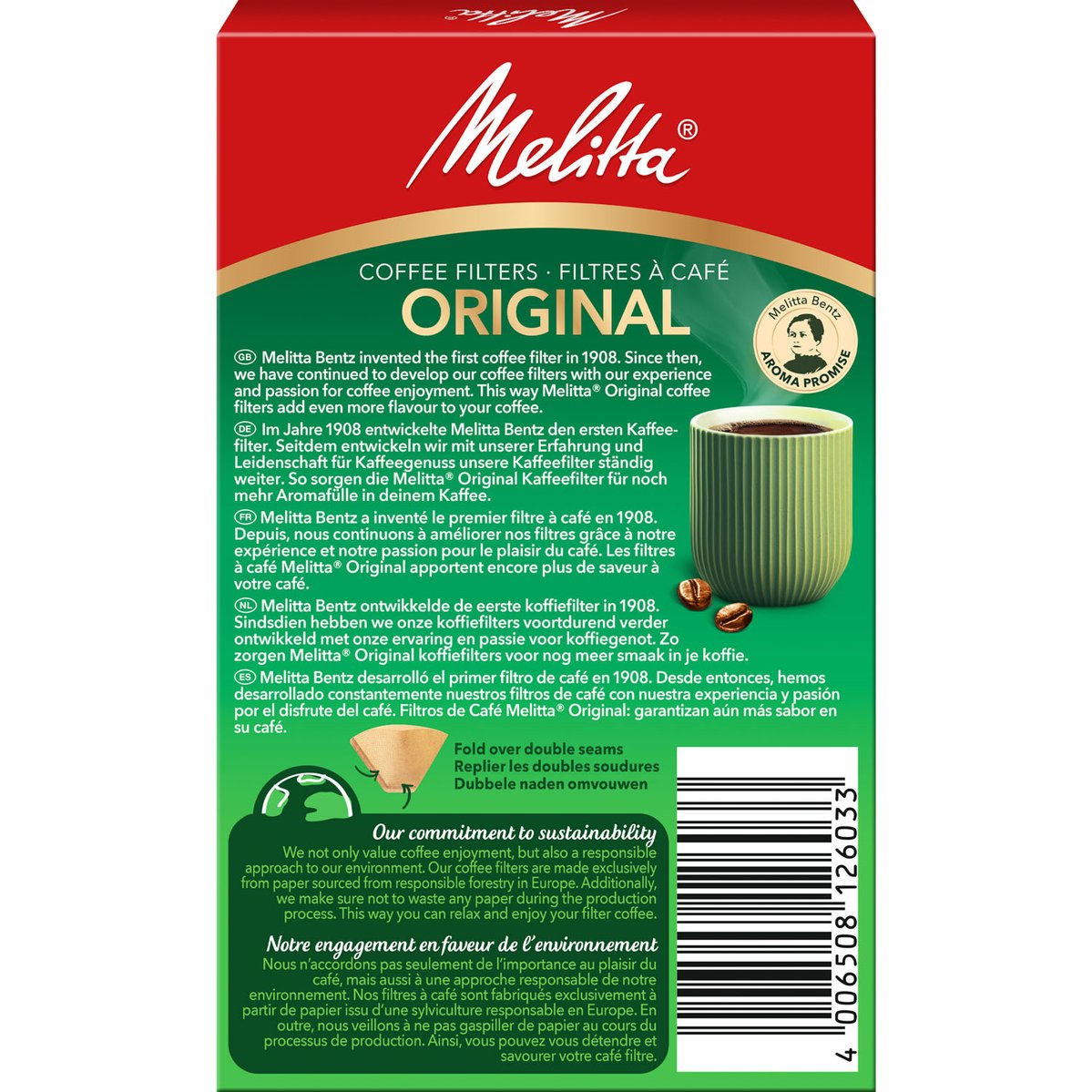 400 Sacs Filtres Melitta Original Type 1x6 Marron - Filtres à Café Premium