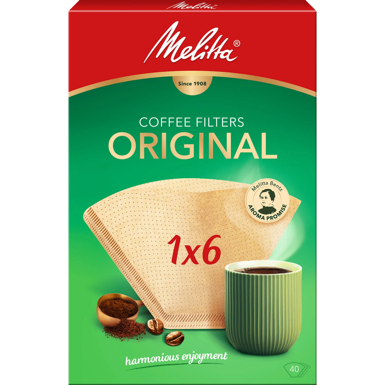 Melitta® Filtertüten® Original, 1x6®, braun, 40 St. Produktbild von Melitta® Original, 1x6®, braun, 40 St. Filtertüten® - 1