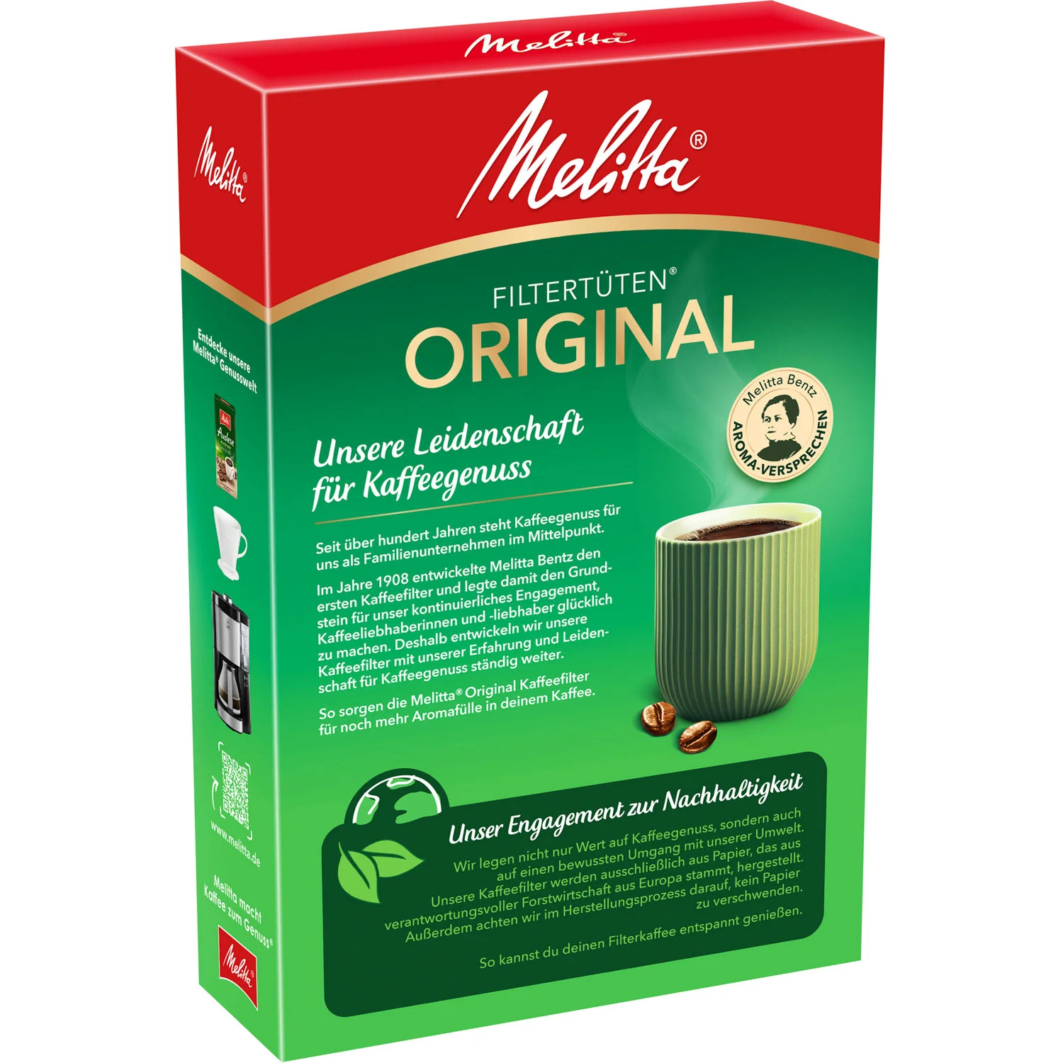 Produktbild von Melitta® Original, 1x4®, 80 Stück, naturbraun Filtertüten®, Braun - 3