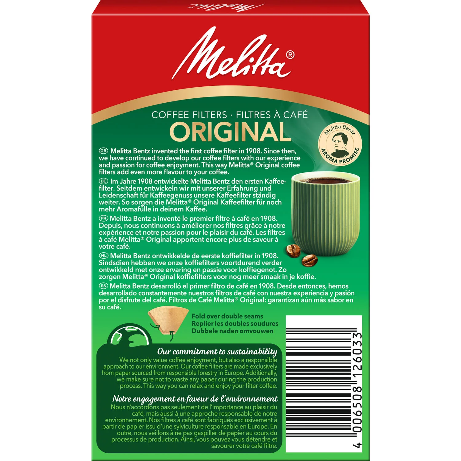 Productafbeelding van Melitta® Original, 100, 40 stuks, natuurlijke bruine filterzakjes® - 4