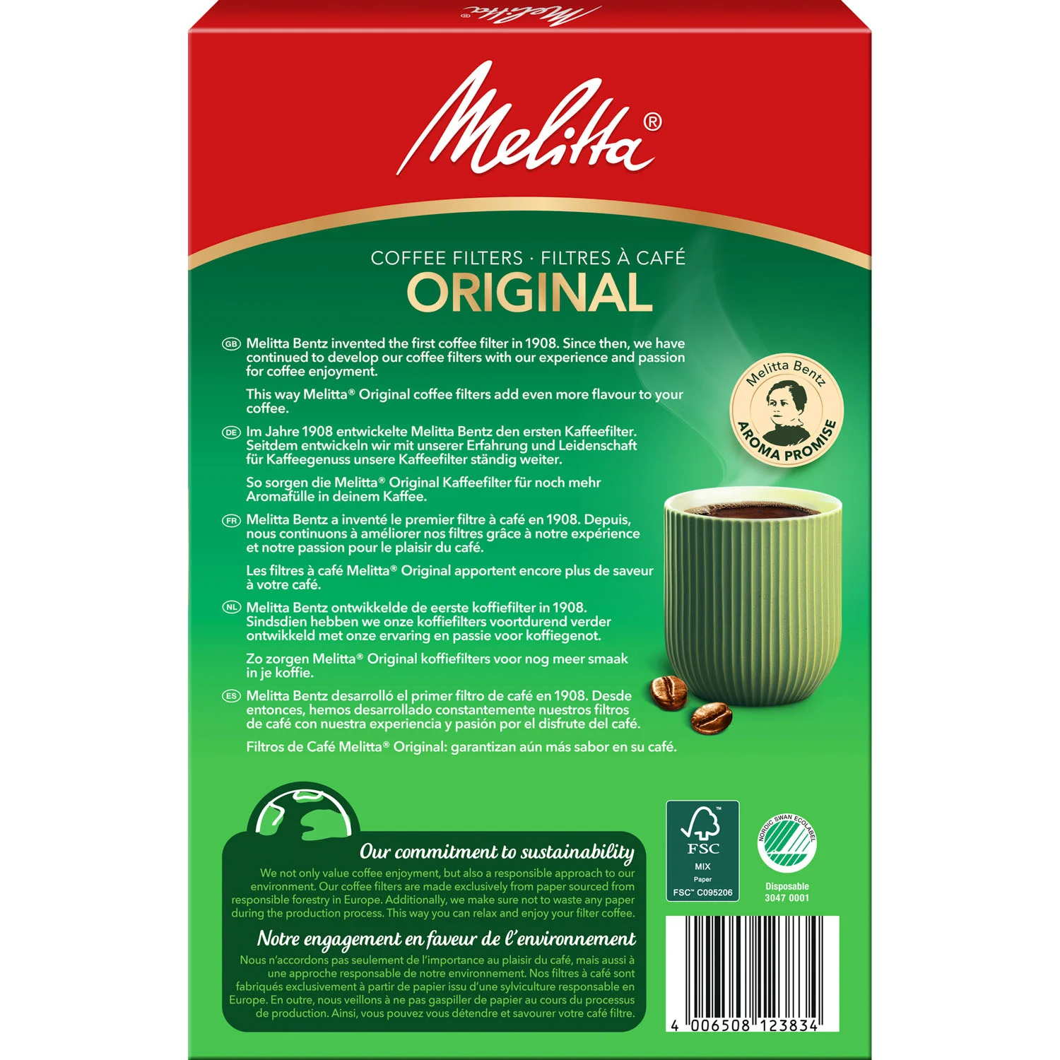 Productafbeelding van Melitta® Original, 1x6®, bruin, 40 stuks. Filterzakken® - 3