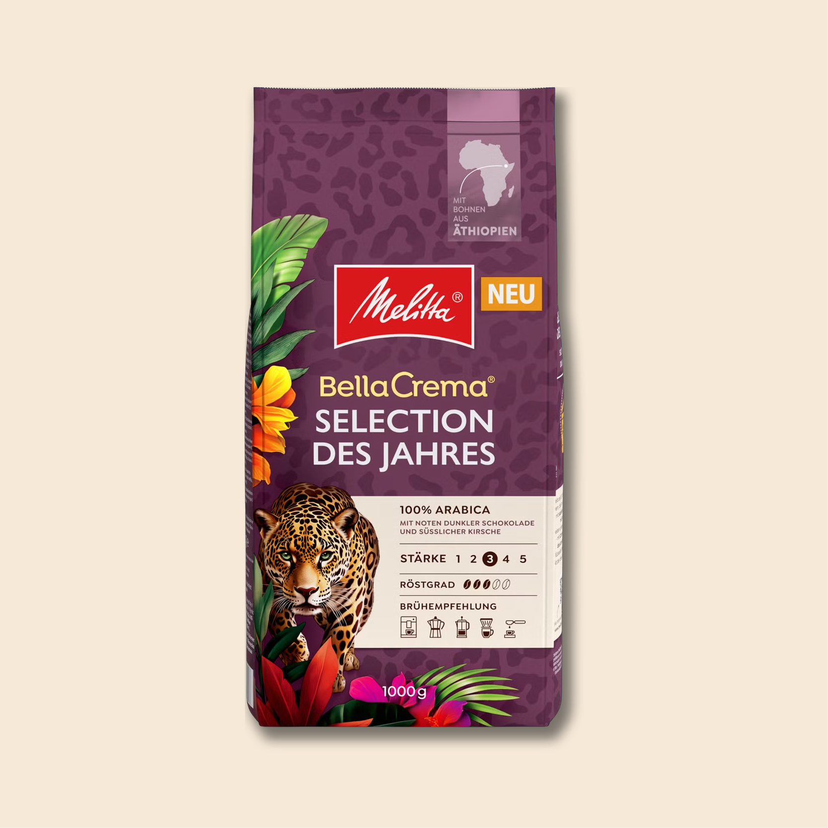 Melitta BellaCrema Selection of the year coffee pack picture on beige background