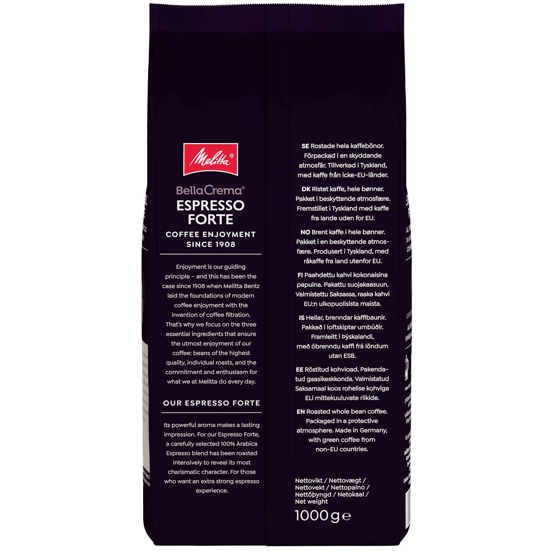 Produktbillede af BellaCrema Espresso Forte kaffebønner 1000g - 3