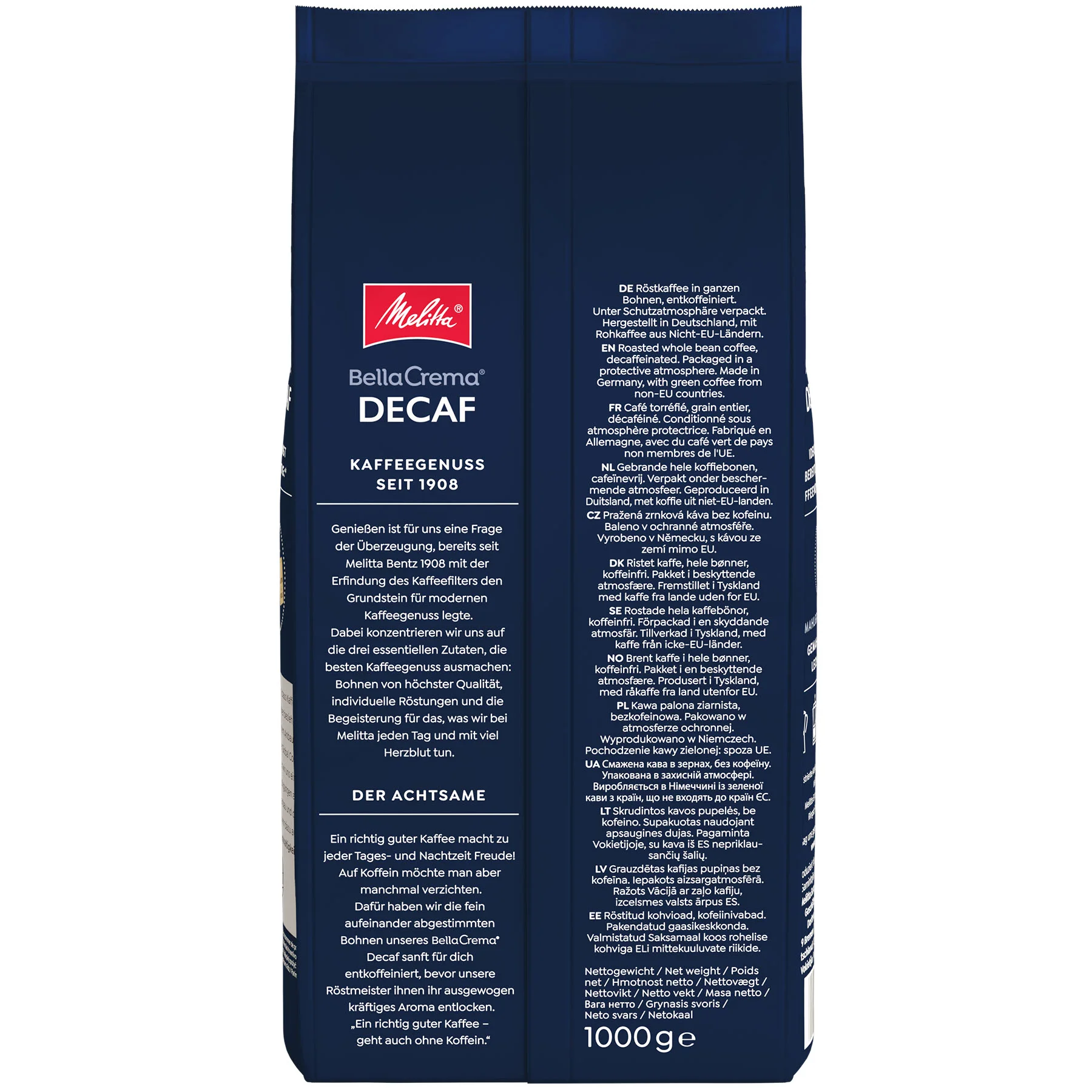 Imagen del producto de Melitta® BellaCrema® Café descafeinado en grano 1000 g - 2
