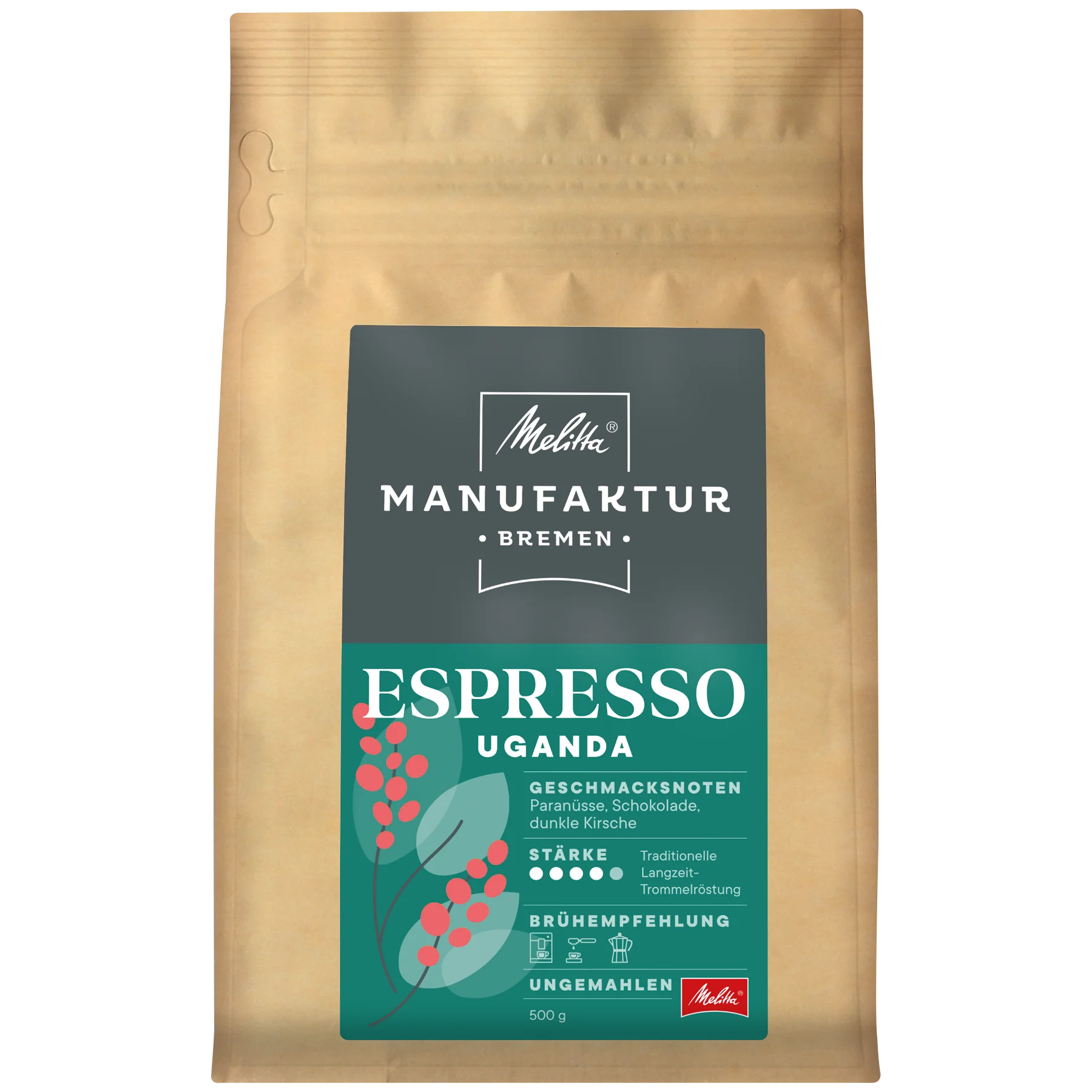 Produktbild von Melitta® Manufaktur-Kaffee Espresso Uganda Kaffeebohnen 500g, - 1