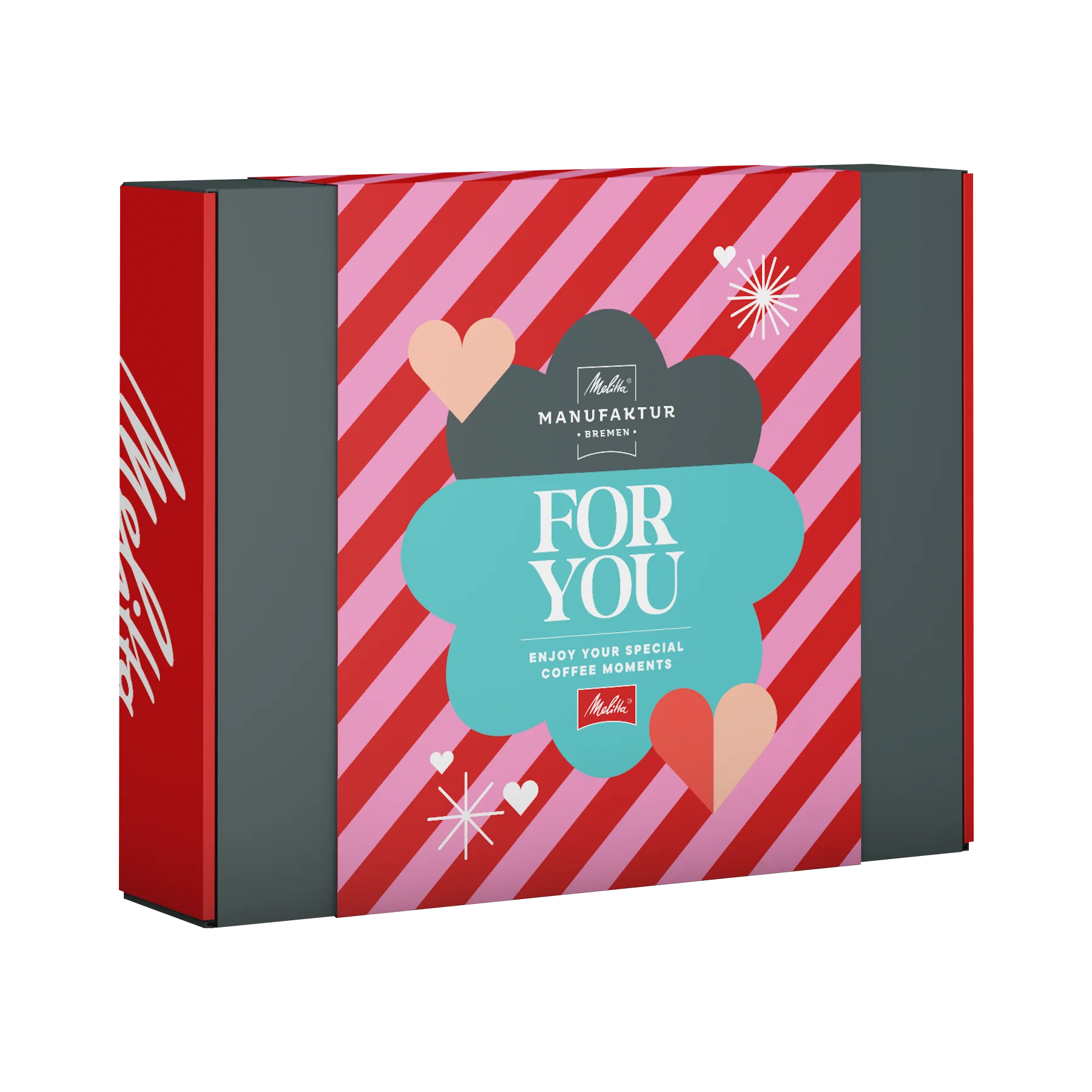 Melitta® Manufaktur-Kaffee Geschenkbox „For You“ Verpackung vom Geschenkset der Melitta® Manufaktur, Aufschrift "For You"