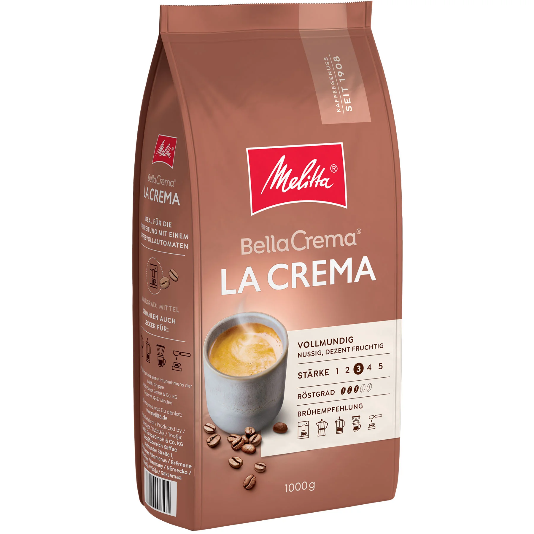 Imagen del producto de granos de café Melitta® BellaCrema® La Crema 1000g - 2