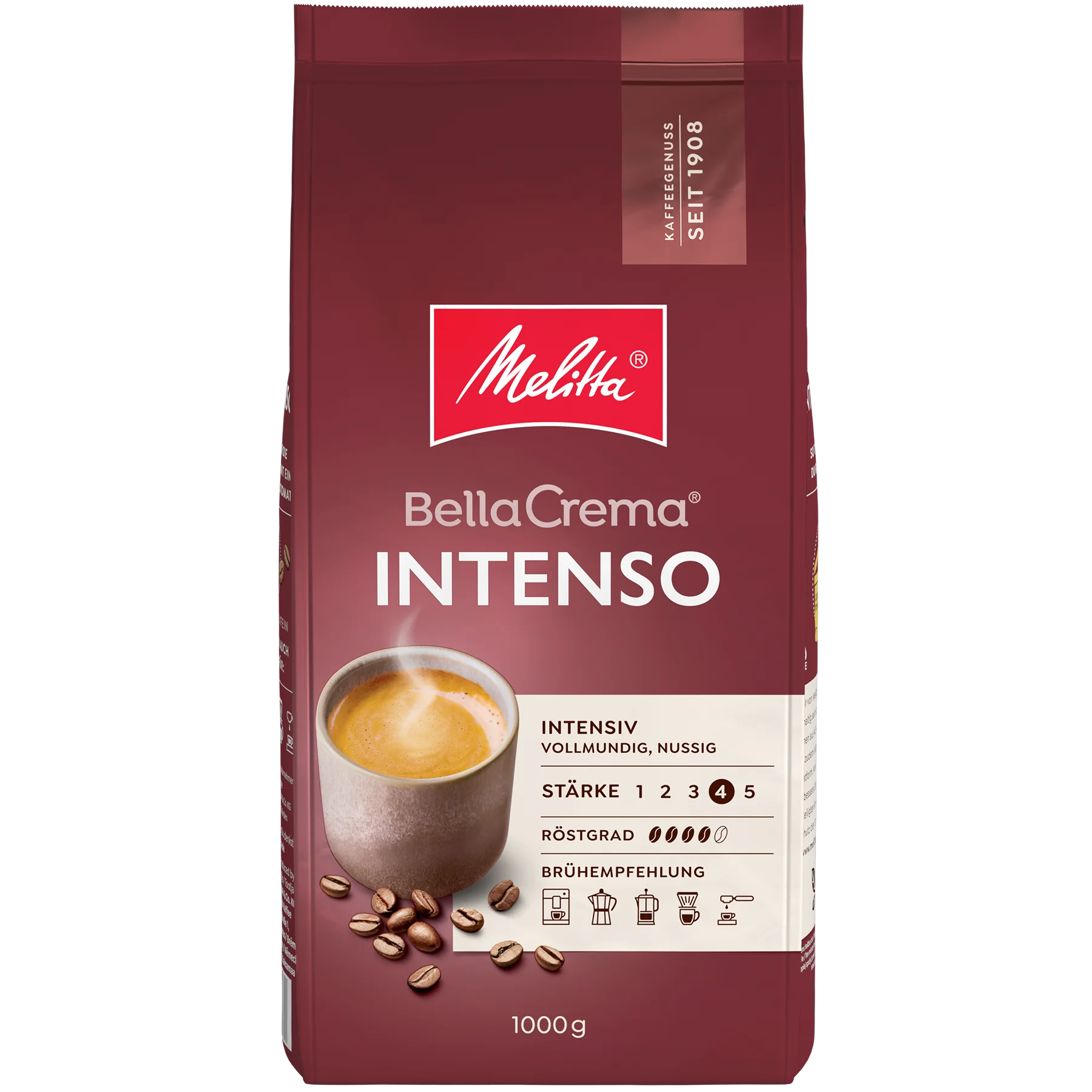 Melitta® BellaCrema® Intenso Product image of Melitta® BellaCrema® Intenso coffee beans 1000g - 5