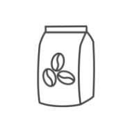 Kaffeebohnen Icon in Schwarz-weiß als Symbolbild