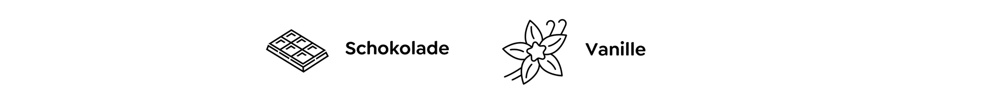 Geschmack nach Schokolade und Vanille