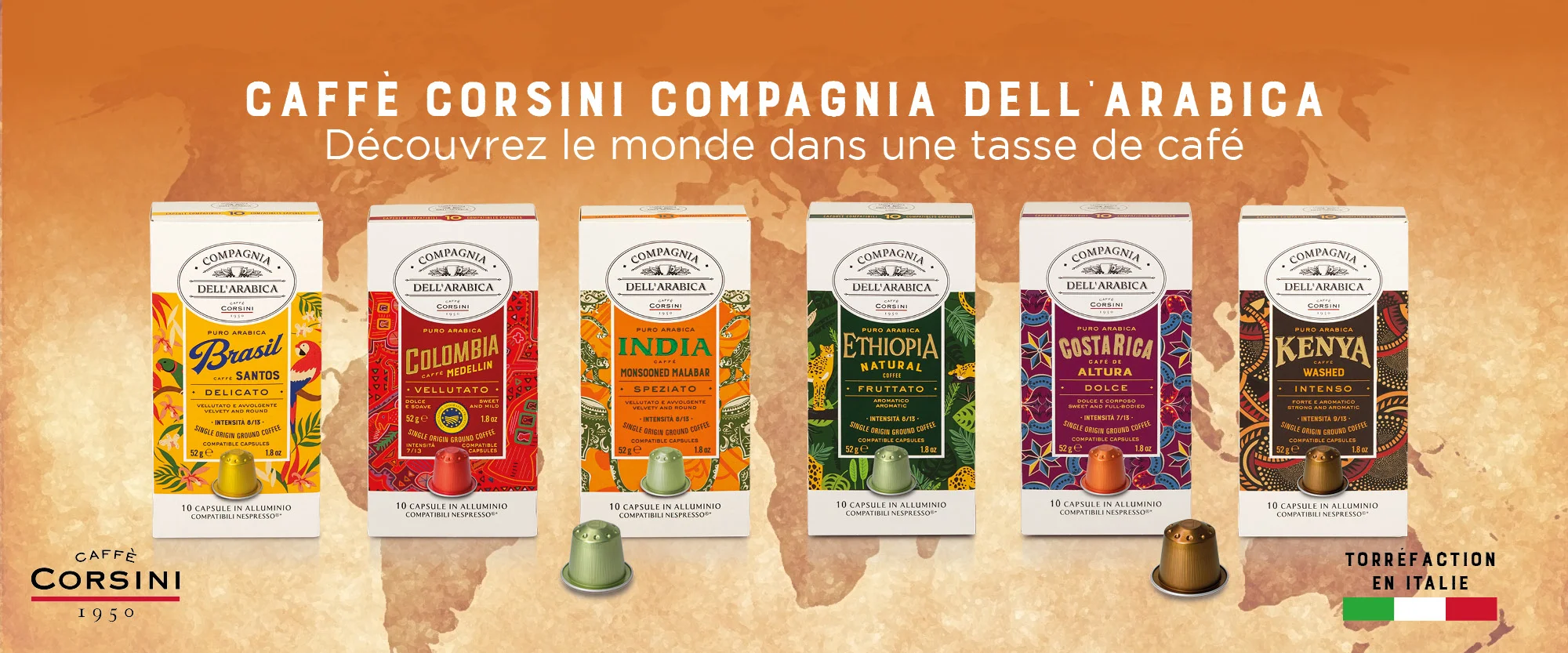 Image de notre gamme de café CORSINI pour machine à capsules