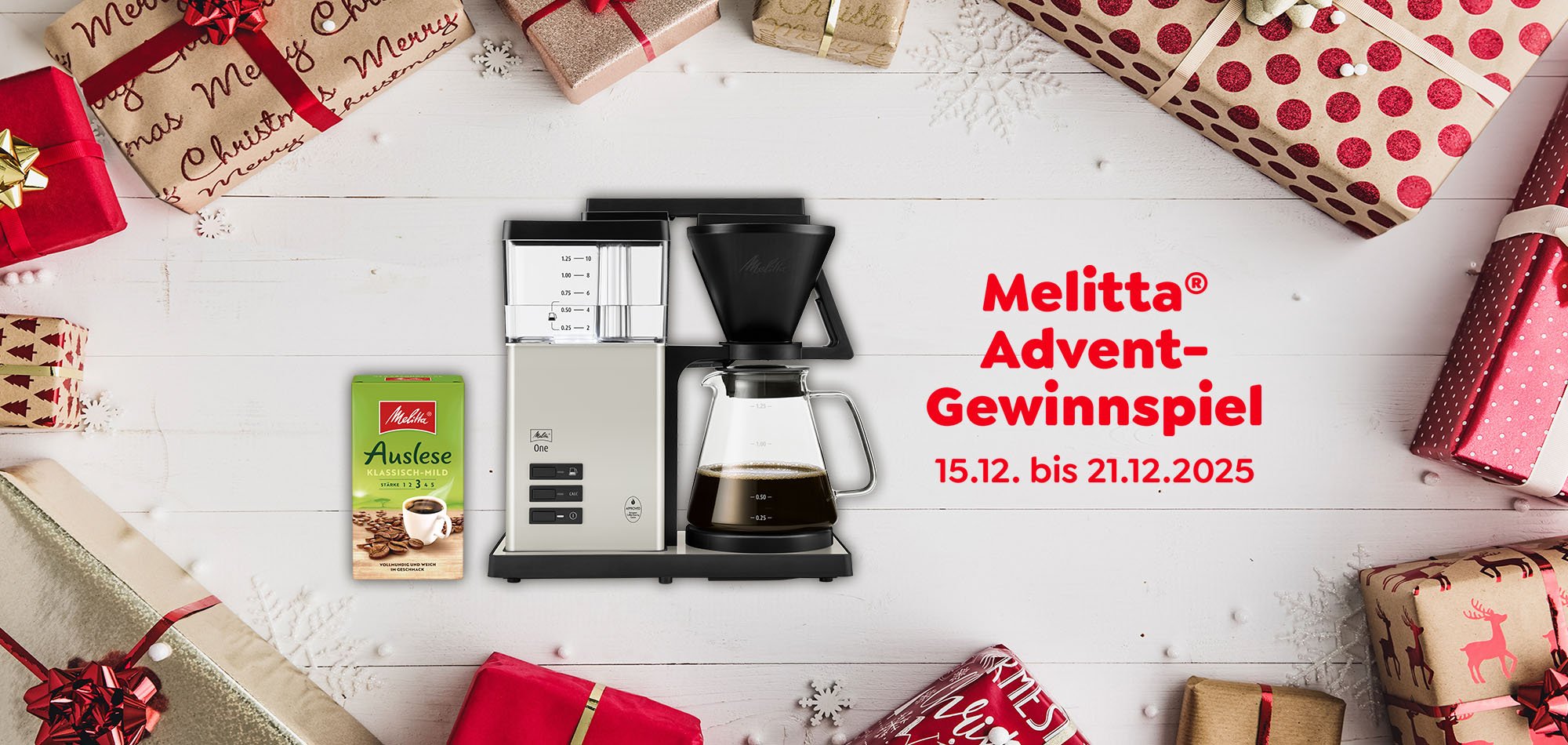Melitta Advent Gewinnspiel - Jetzt eine Melitta One inkl. Auslese mild gewinnen!