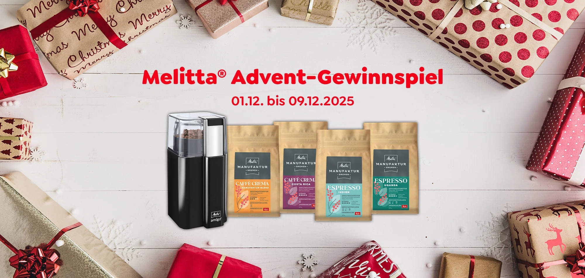 Melitta Advent Gewinnspiel - Jetzt einen Amigo inklusive Kaffeepaket gewinnen!
