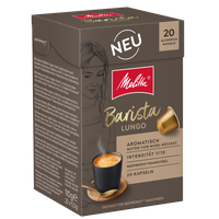 Seitenansicht der Verpackung von Melitta® Barista Lungo Kaffeekapseln, Intensität 7/10, 20 Kapseln
