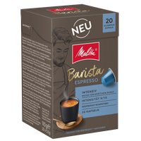 Seitenansicht der Verpackung von Melitta® Barista Espresso Kaffeekapseln, Intensität 9/10, 20 Kapseln