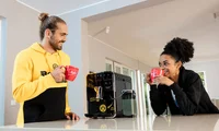 Borussia Dortmund fans drink a Melitta coffee