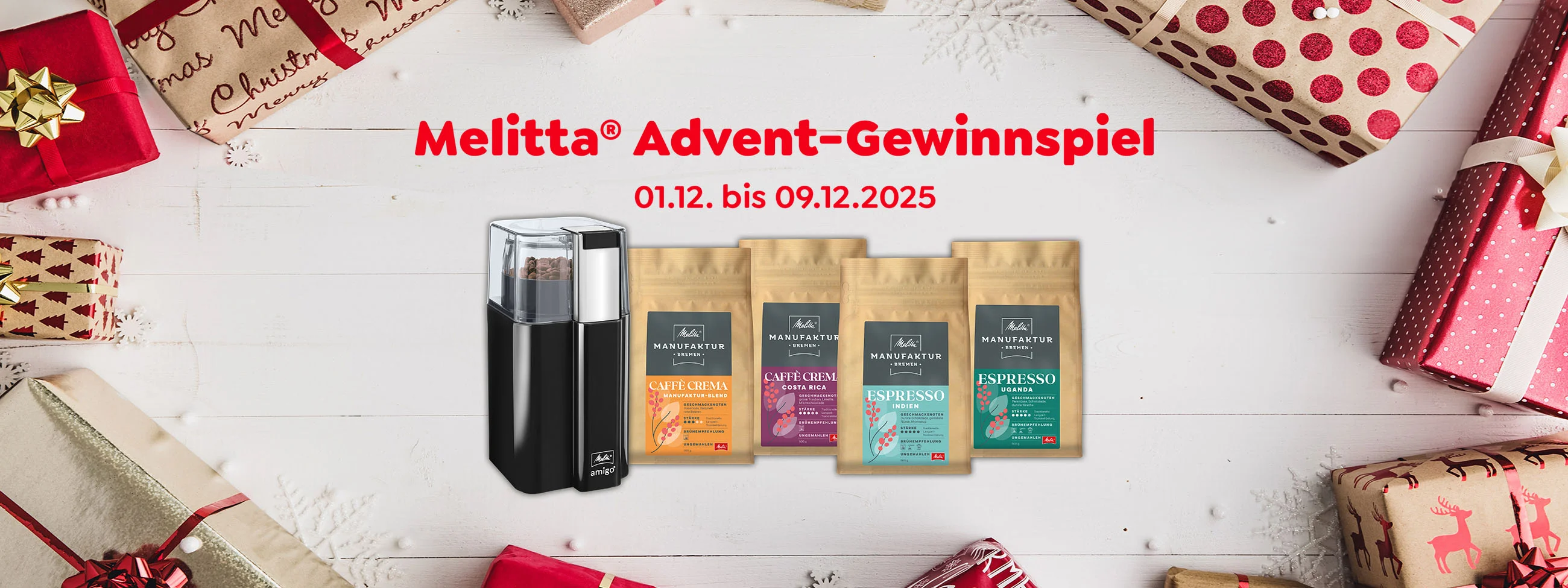 Melitta Advent Gewinnspiel - Jetzt einen Amigo inklusive Kaffeepaket gewinnen!