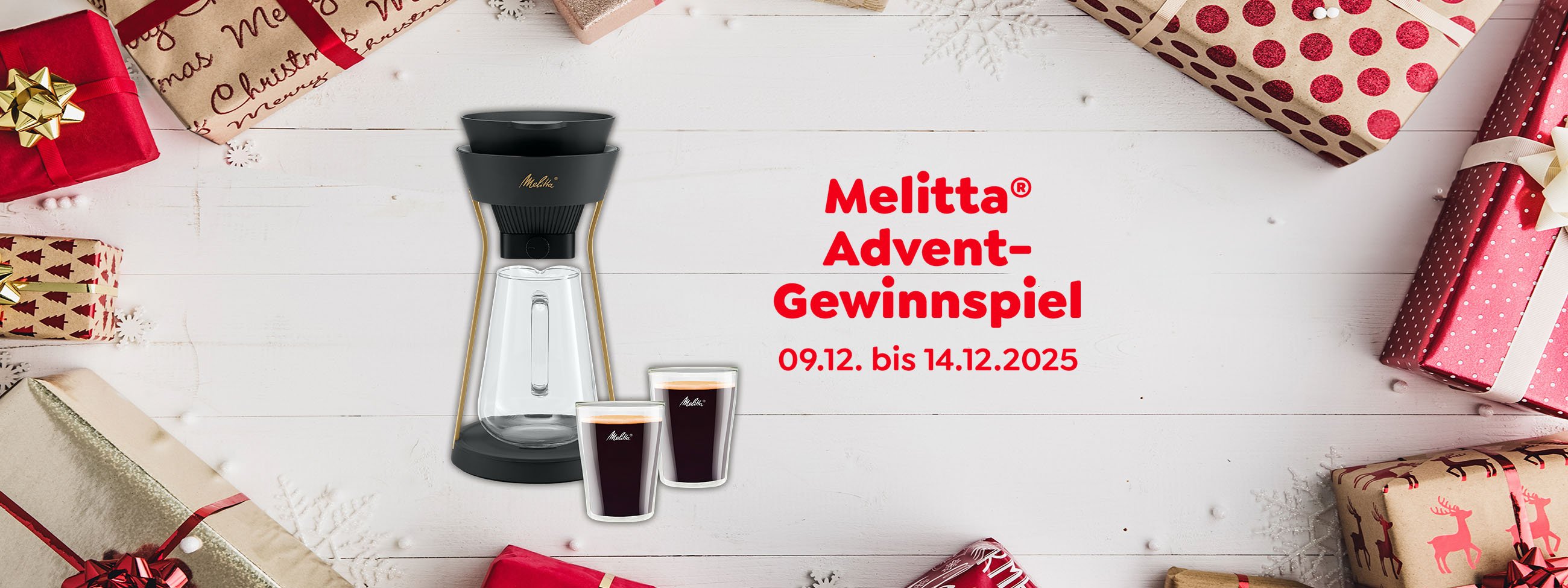 Melitta Advent Gewinnspiel - Jetzt einen Amano inklusive Kaffeeglaeser gewinnen!