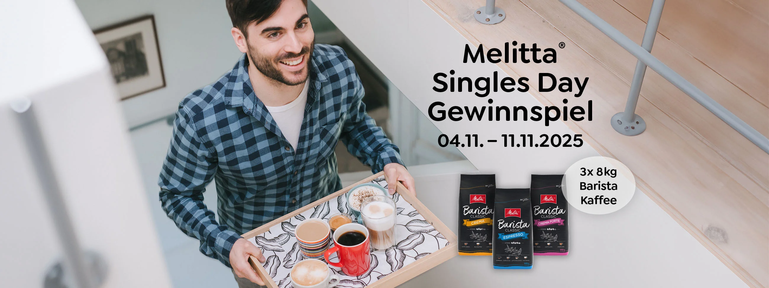 Melitta Singles Day Gewinnspiel 04.11. - 11.11.2025 3x 8kg Barista Kaffee - Gewinne 3x 8kg Barista Kaffee