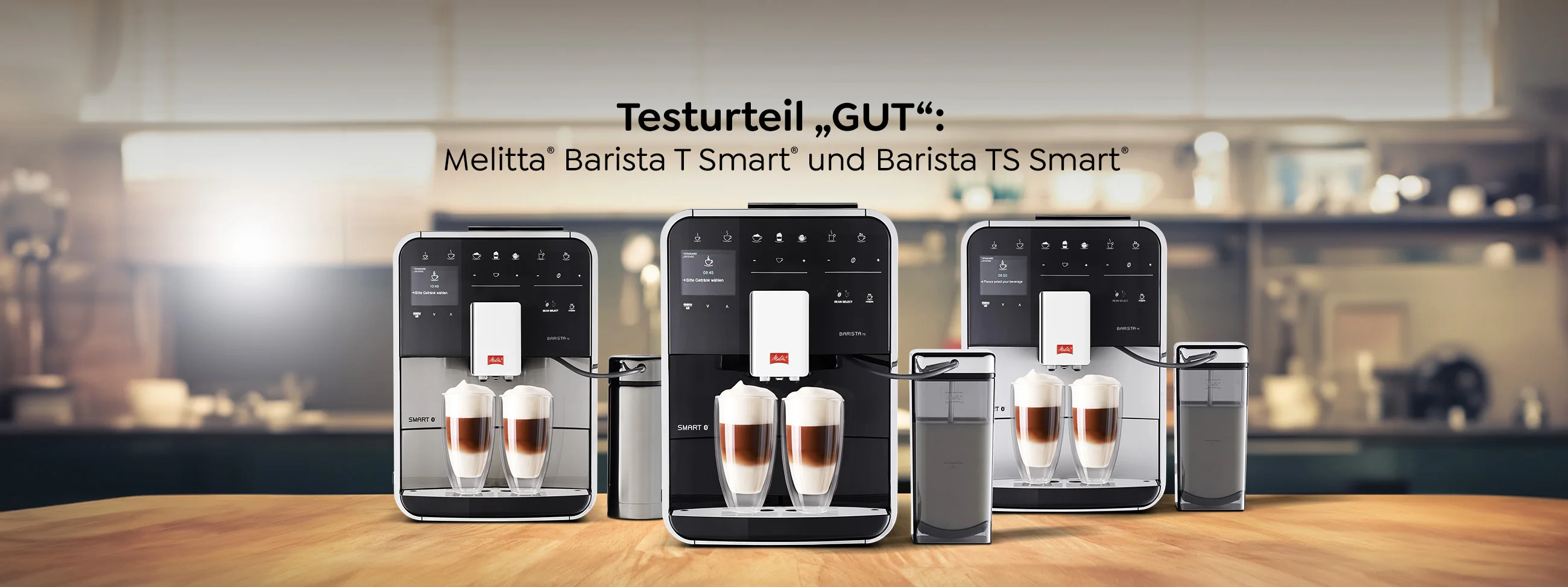 Drei Melitta Barista TS Smart nebeneinander in einer Küche