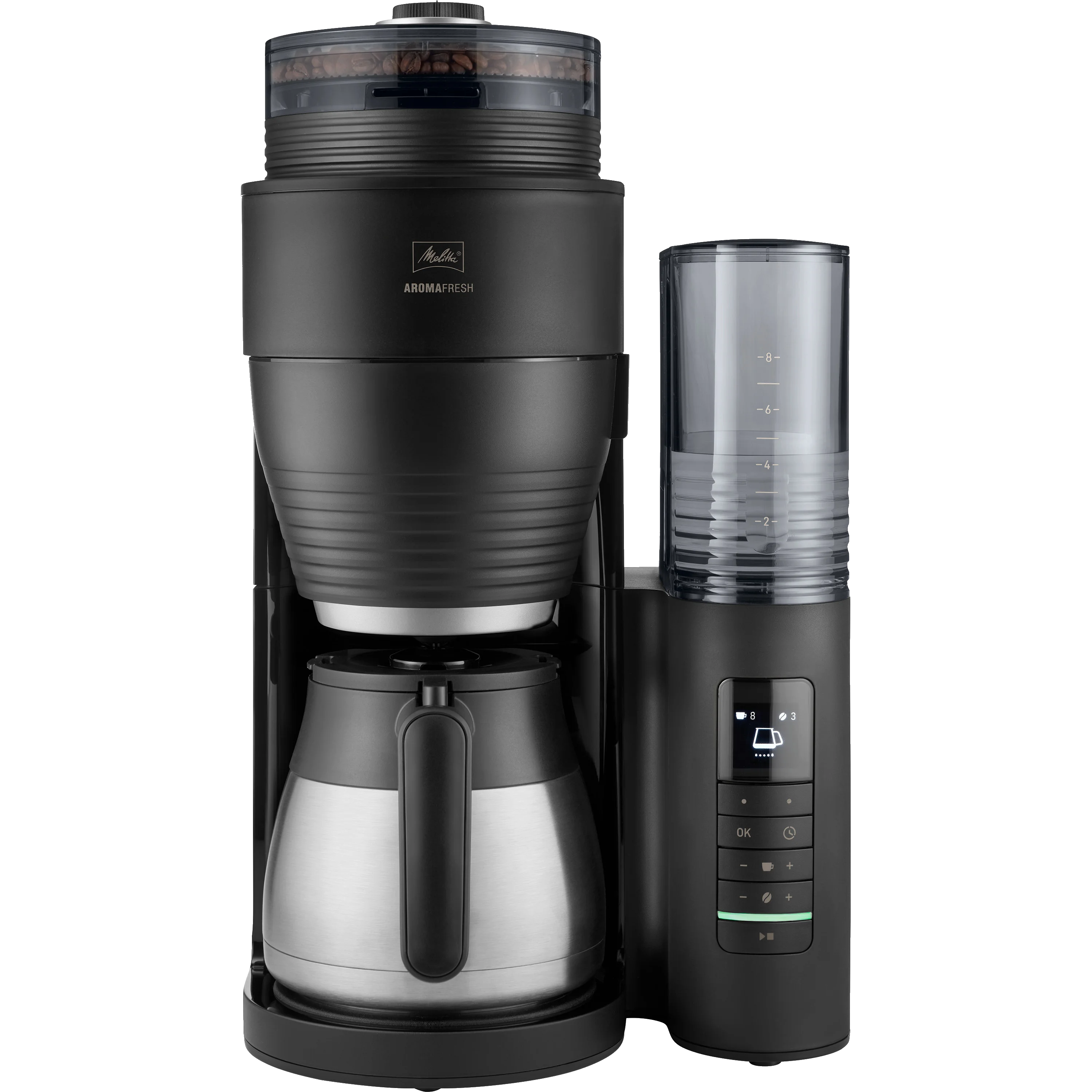 Produktbild von AromaFresh Therm Pro X Filterkaffeemaschine mit Mahlwerk, Schwarz-Silber - 5
