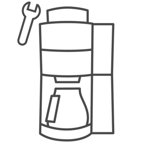Icon Filterkaffeemaschine mit Schraubenschlüssel Icon Filterkaffeemaschine mit Schraubenschlüssel, Gerät wird repariert