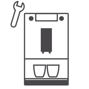 Icon Vollautomat mit Schraubenschlüssel Icon Vollautomat mit Schraubenschlüssel, Gerät wird repariert