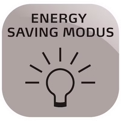 Energy saving mode logo with a glowing light bulb
