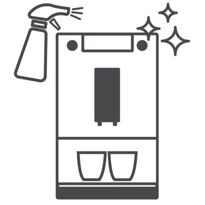 pictogram of a Melitta espresso machine relating to Service for maintenance and care