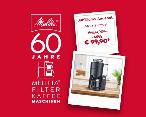 Melitta AromaFresh schwarz 60 Jahre Melitta Filterkaffeemaschinen, AromaFresh um 99,90€ statt 284,98€