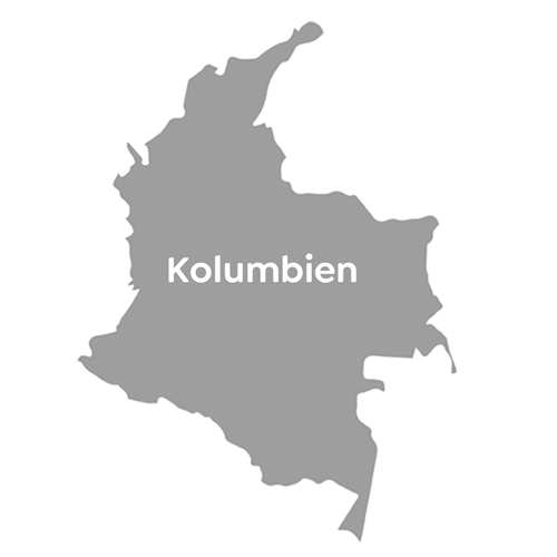 Silhouette von Indien mit dem Wort Kolumbien darauf