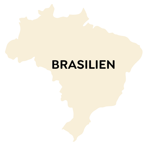 Silhouette von Brasilien mit dem Wort Brasilien darauf