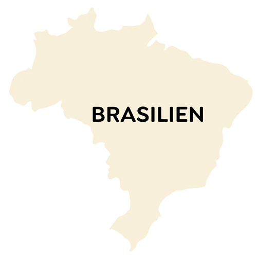 Silhouette von Brasilien mit dem Wort Brasilien darauf