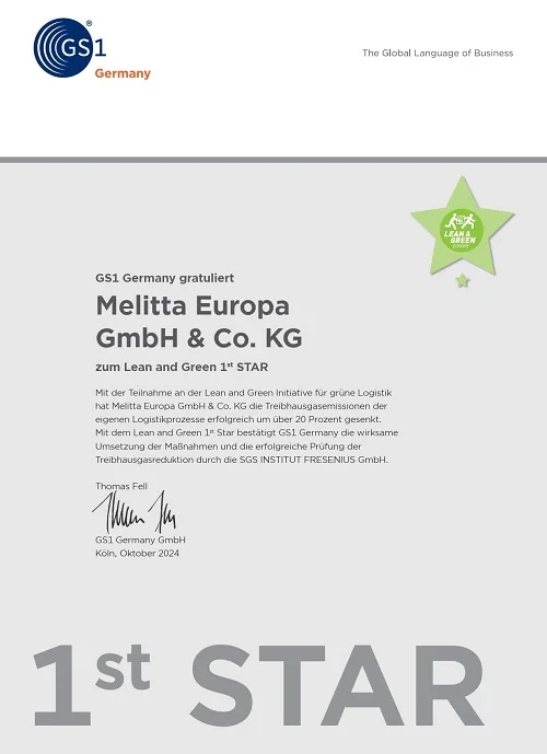 Zertifikat für den ersten Lean and Green Stern