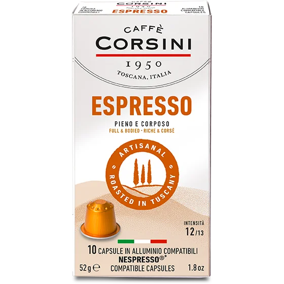 Produktbild von Caffè Corsini Espresso, NESPRESSO®** kompatibel Kaffeekapseln 10 Stck - 1