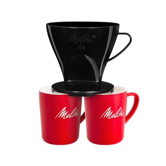 Melitta Kaffeefilter und zwei Melitta Tassen