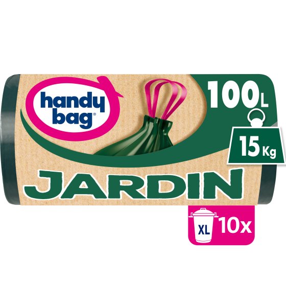 Sacs poubelle jardin 100L x10, 100% plastique recyclé, Handy Bag