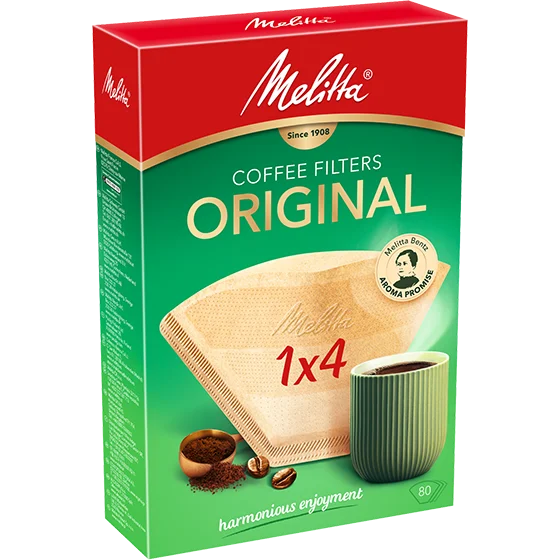 Productafbeelding van Melitta® Original, 1x4®, 80 stuks, natuurlijke bruine filterzakjes® - 1