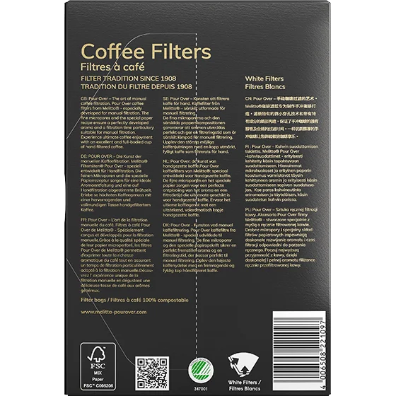 Image du produit : Melitta® Filter Bags® Pour Over 1x4®, blanc, 40 pièces. Filter Bags®, - 1