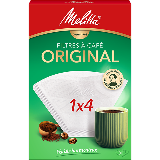 Filtres à café Melitta® Original, 1x4®, boîte de 80 filtres, blancs
