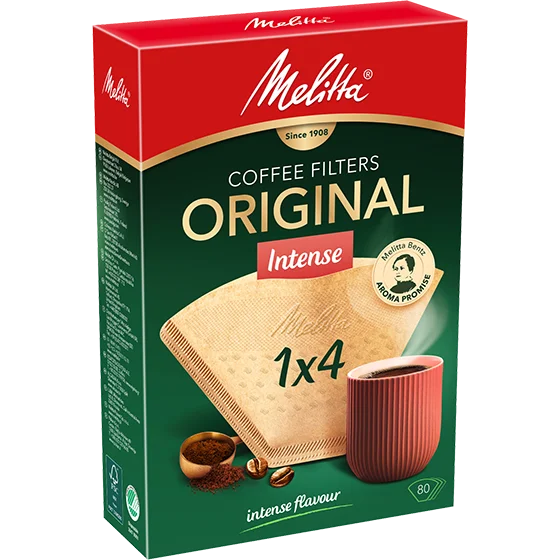 Produktbild av Melitta® Original Intense, 1x4®, 80 stycken, naturliga bruna filterpåsar® - 1