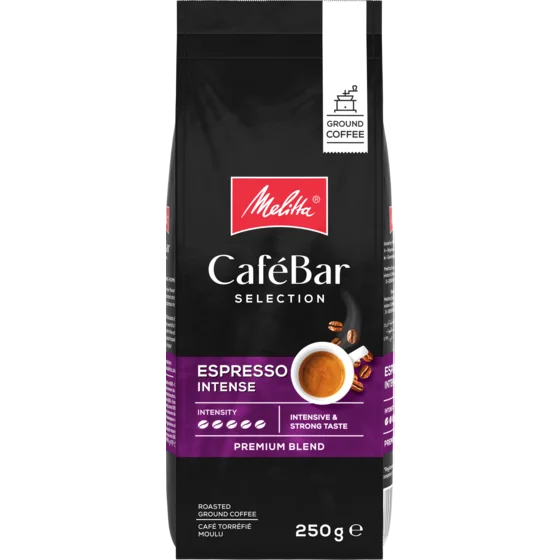Melitta® CaféBar Espresso Intense - Deep & Strong Ground Coffee, 250g