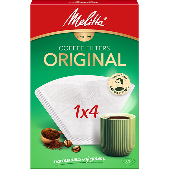 Melitta® Original kaffefilter, 1x4®, 80 stk., hvid