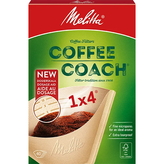 Melitta® Coffee Coach®, 1x4®, braun, 40 St. Produktbild von Melitta® Coffee Coach®, 1x4®, braun, 40 St. Filtertüten® - 1