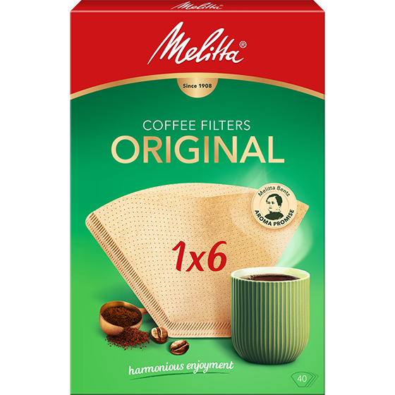Filtres à café Melitta® Original, 1x6®, boîte de 40 filtres, bruns