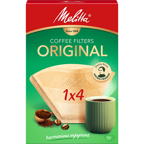 Filtres à café Melitta® Original, 1x4®, boîte de 80 filtres, bruns