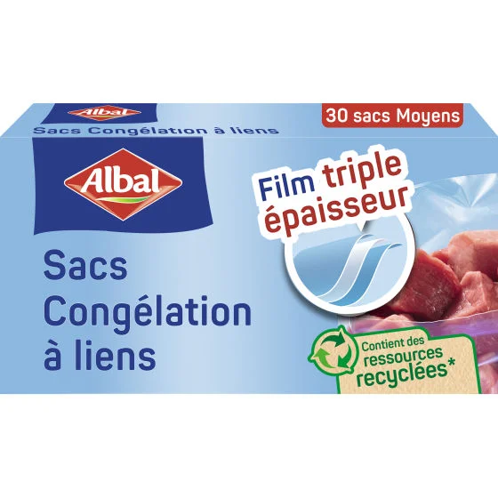 Sacs Congélation Liens Moyen Modèle 3L x30 ALBAL Sacs Congélation Liens Moyen Modèle 3L x30 ALBAL