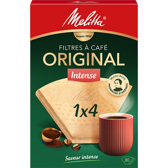 Filtres à café Melitta® Original Intense, 1x4®, boîte de 80 filtres, bruns