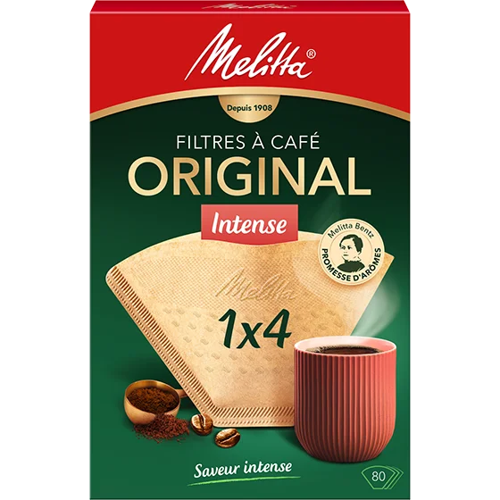 Filtres à café Melitta® Original Intense, 1x4®, boîte de 80 filtres, bruns Image du produit Melitta® Original Intense, 1x4®, 80 pièces, sachets filtrants brun naturel® - 2